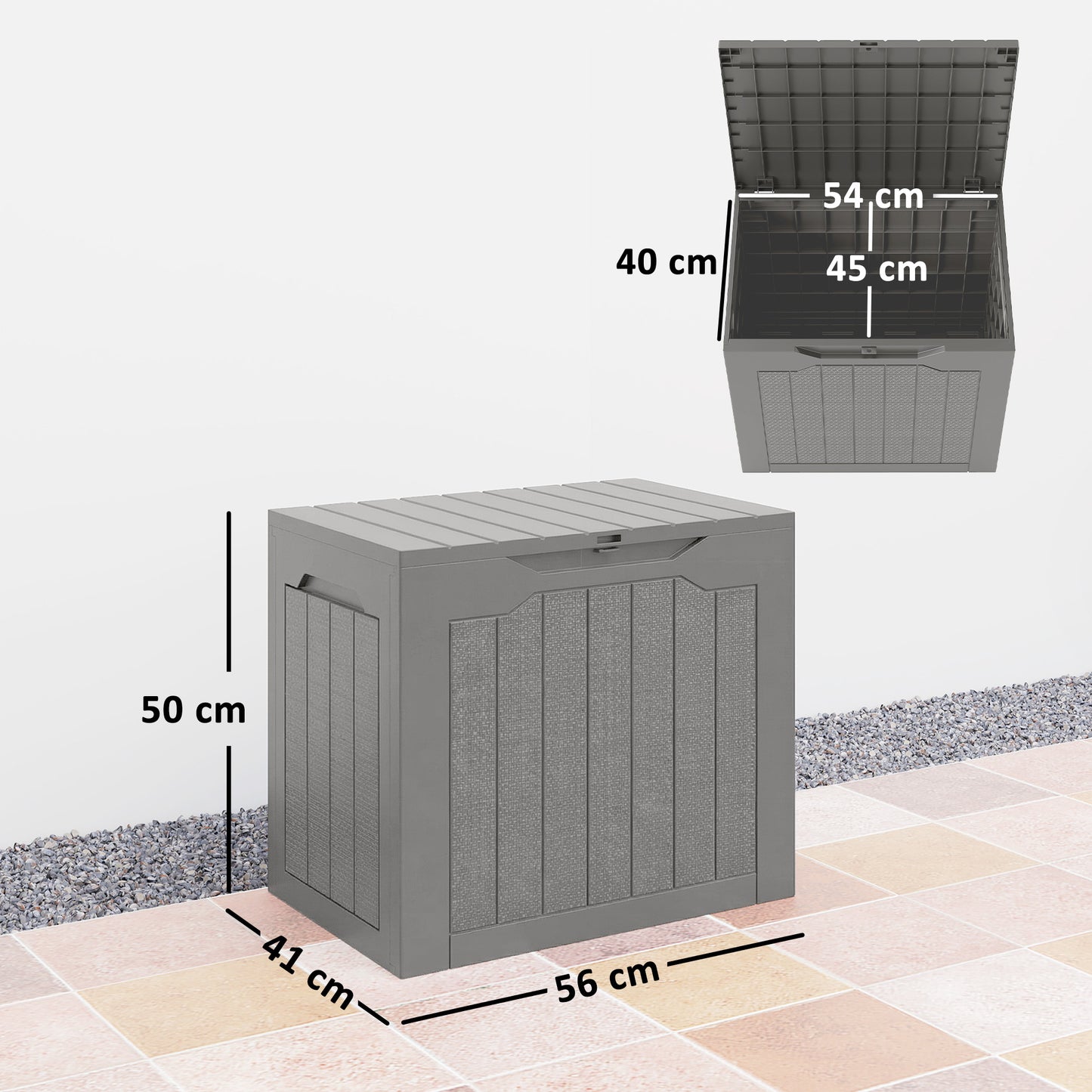 Outsunny - 73L Plastic Garden Storage Box, Khaki
