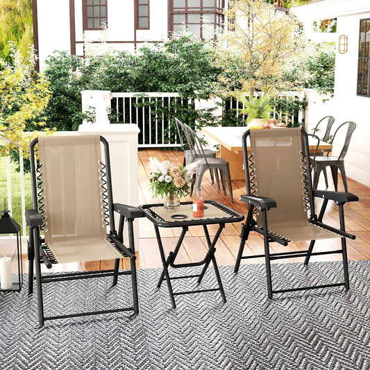 Marbella Three-Piece Garden Table and Chair Set - Khaki