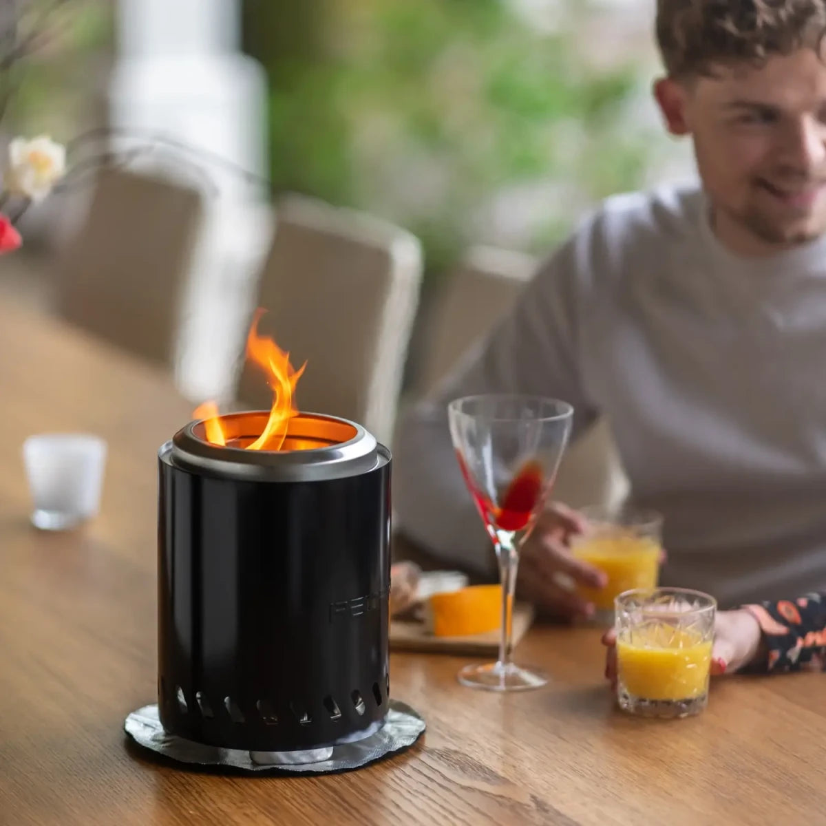 Volcano Pellet Tabletop Fire Pit Medium – Matte Black Stainless Steel - Outdoor Fire Bowl - image 2