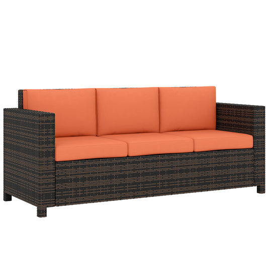 Outsunny 3-Seater Weather Resistant Outdoor Garden Rattan Sofa Orange
