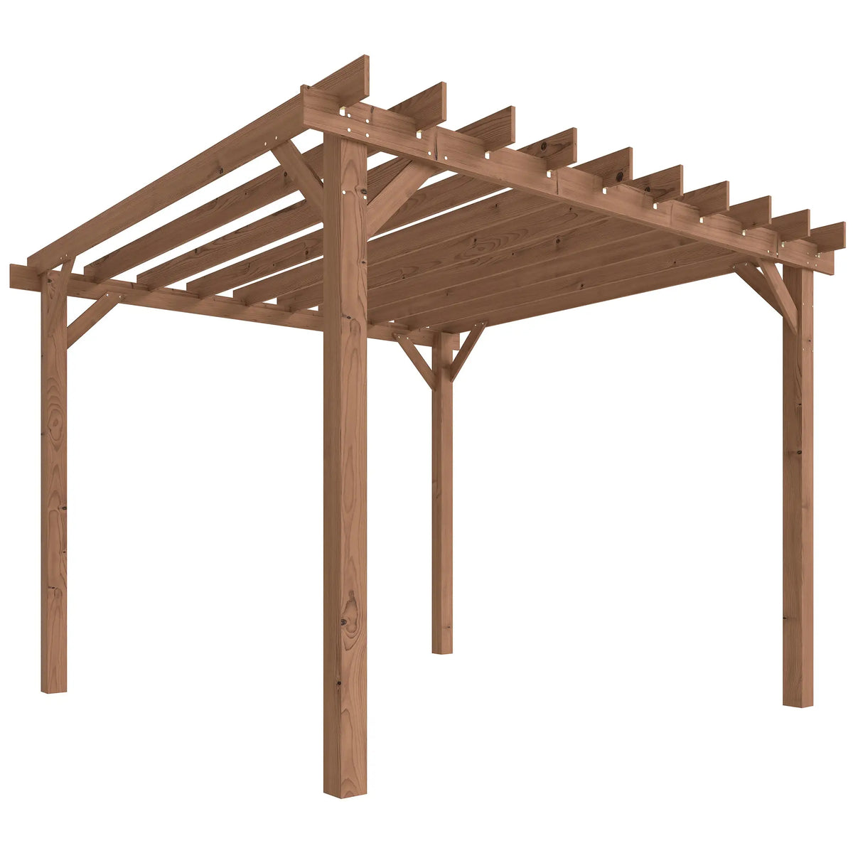 3m x 3m Wooden Pergola Kit – Maple Wood – Effect Garden Pergola with Grape Trellis Roof and Triangle Supports
