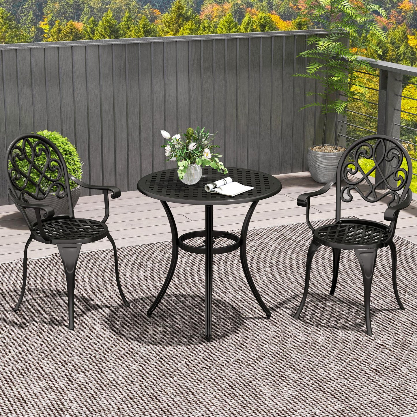 Santorini Three-Piece Elegant Aluminium Garden Set - Black