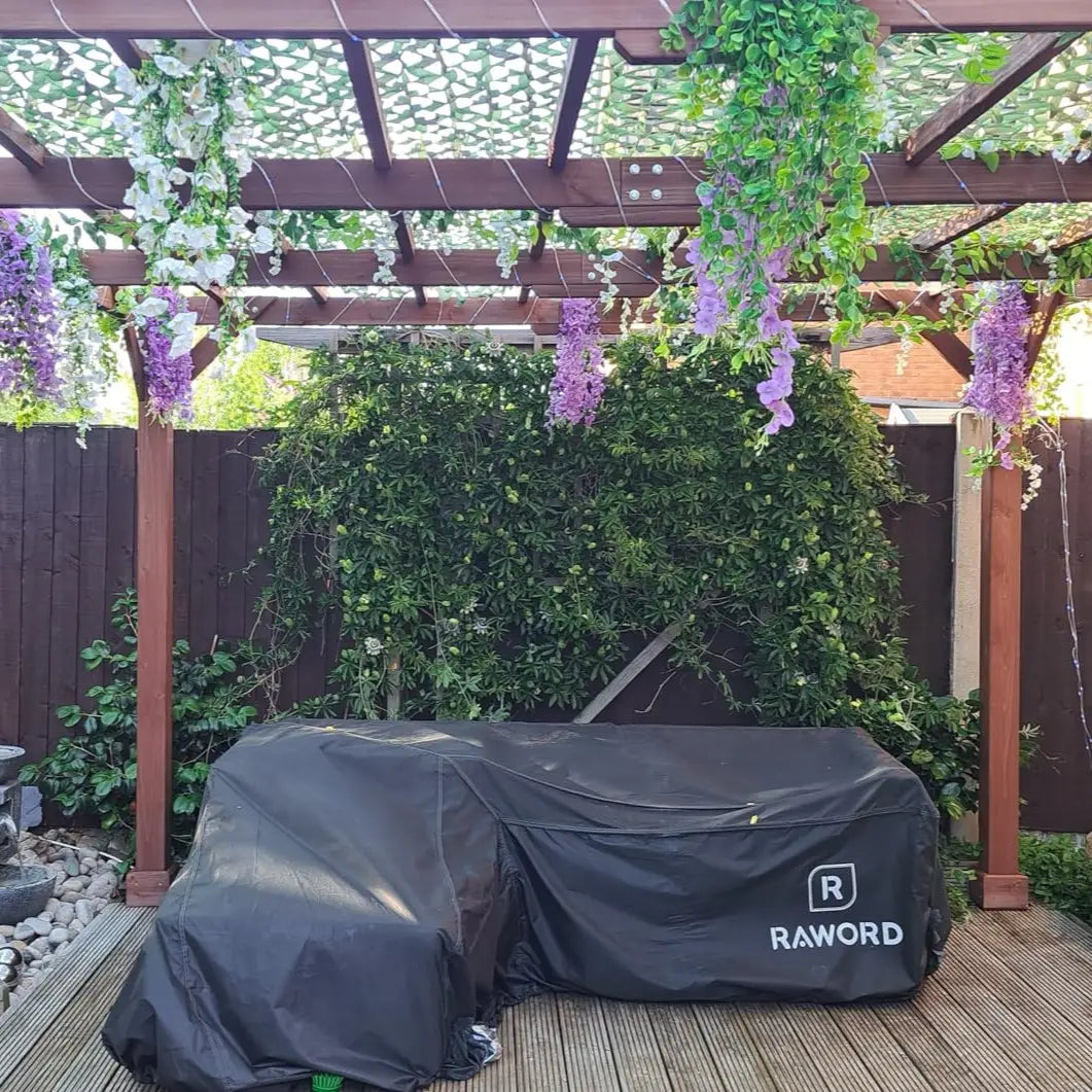 3.3m x 3.3m Wooden Pergola Kit – Garden Pergola with Grape Trellis Roof for Climbing Vines and Flowers