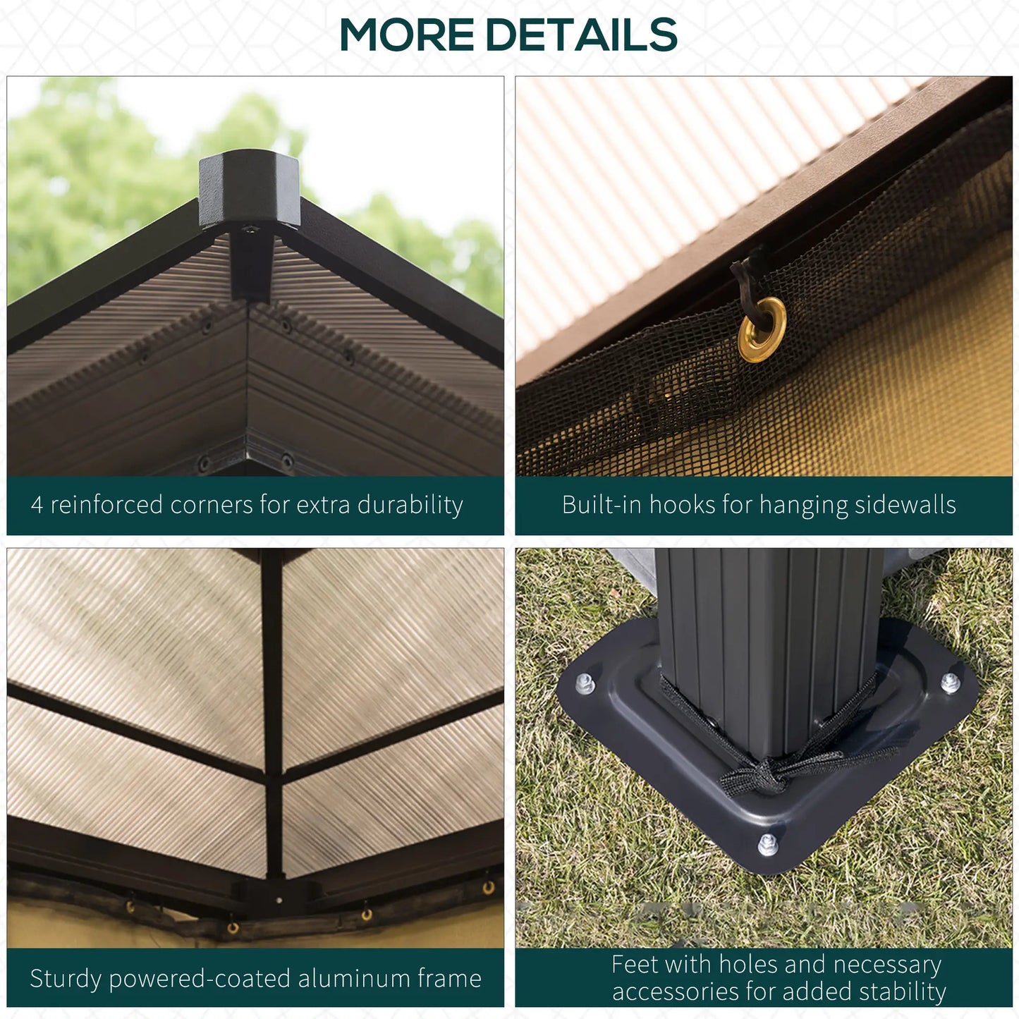 3m x 3m Timber Hardtop Gazebo with Galvanised Steel Roof – Wooden Garden Pavilion with Double Tier Roof
