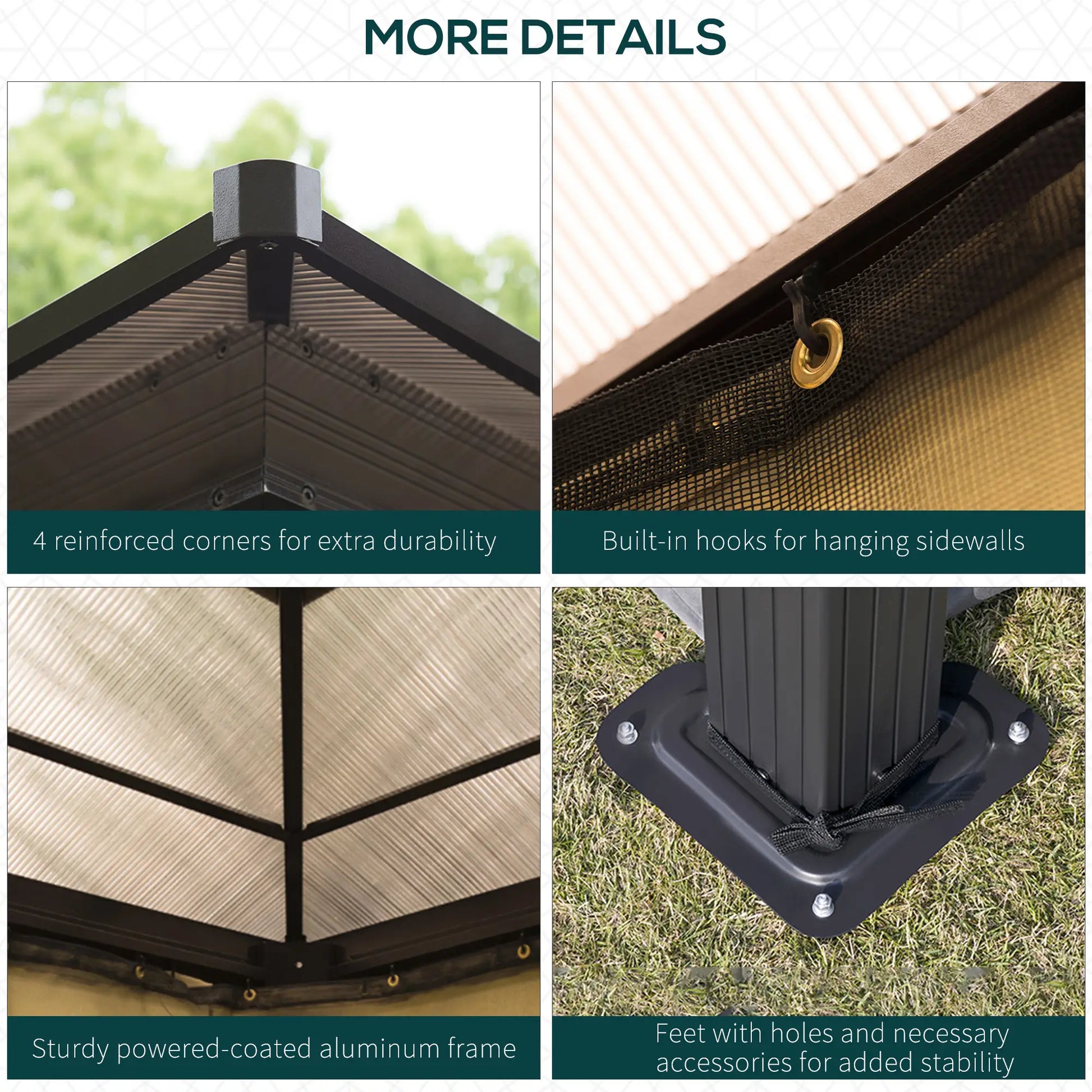 3m x 3m Timber Hardtop Gazebo with Galvanised Steel Roof – Wooden Garden Pavilion with Double Tier Roof