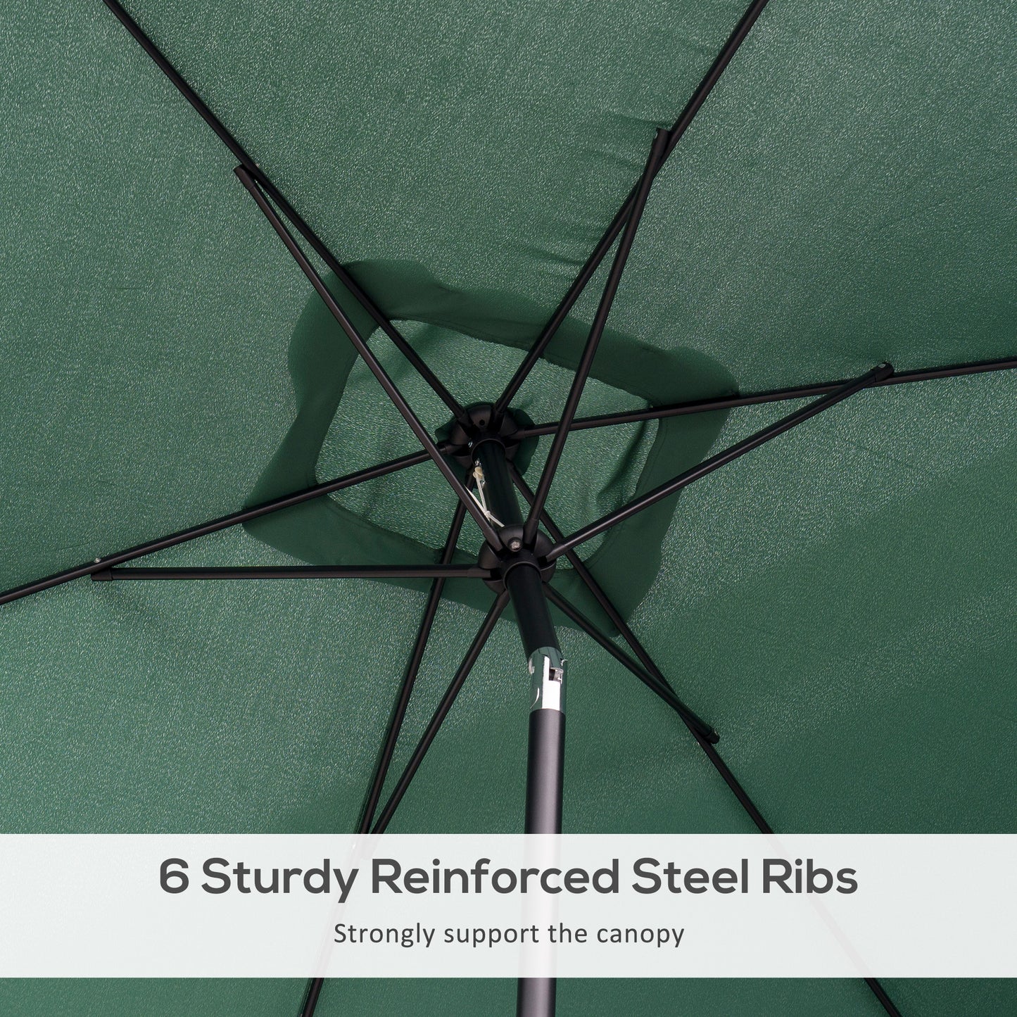 Outsunny 3x2m Garden Parasol Umbrella with Aluminium Pole, Tilt and Crank, Rectangular Outdoor Table Parasol Sun Shade for Patio, Green