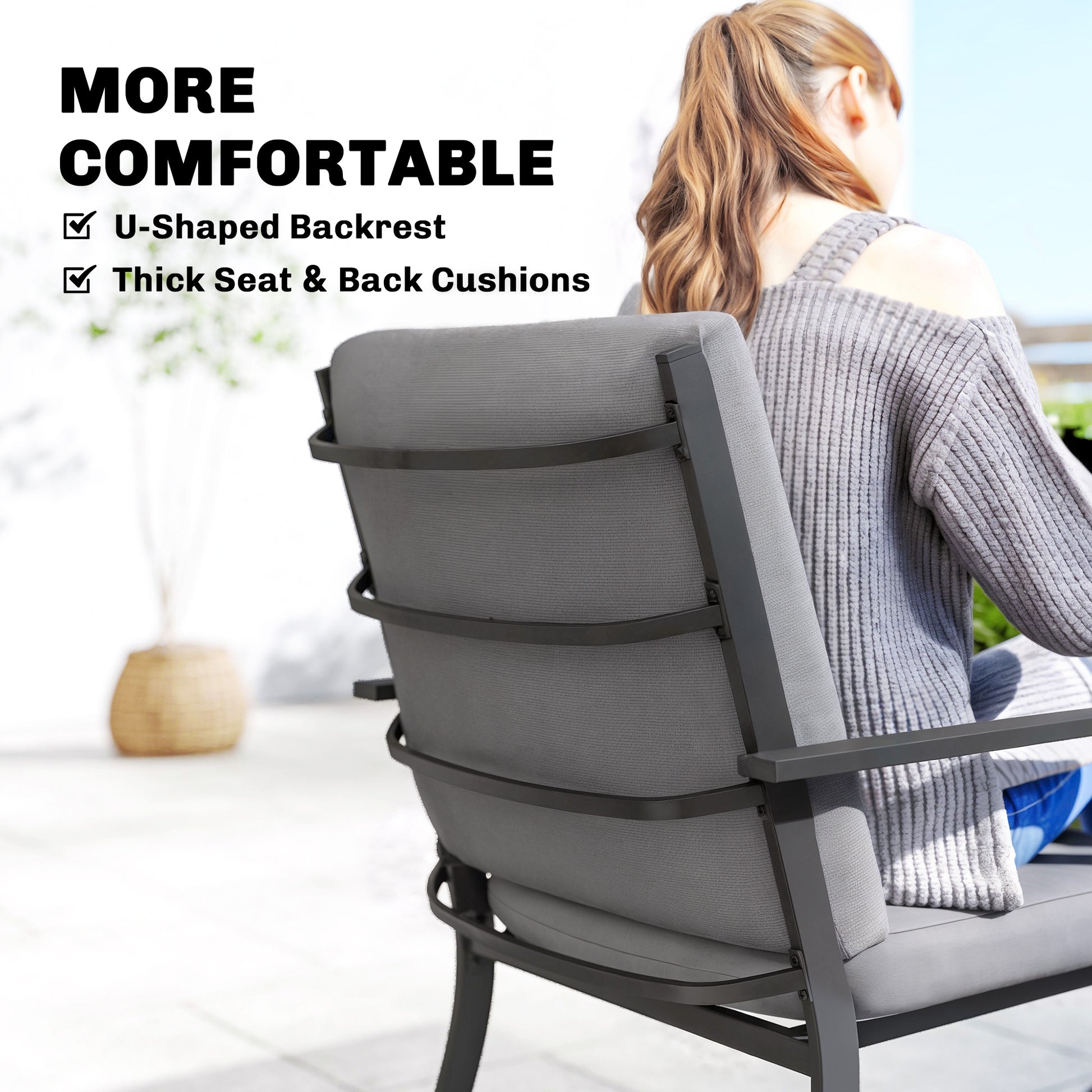 Outsunny 5 Pieces Outdoor Dining Set with Thick Cushions, Garden Dining Set for 4 with Stackable Chairs, Grey