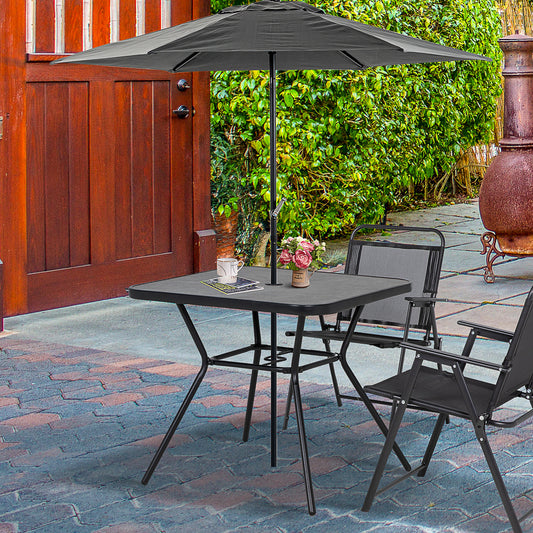 Mediterraneo Square Garden Table, Patio Bistro Coffee Table with Faux-marbled Top and 42mm Umbrella Hole for Garden