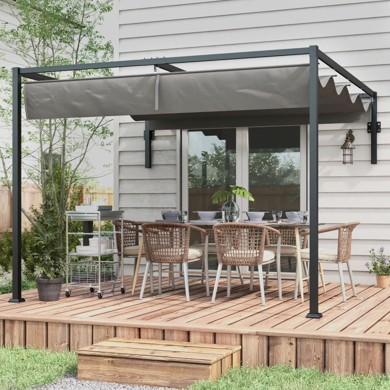 3m x 4m Lean – To Metal Pergola – Wall Mounted Garden Cover