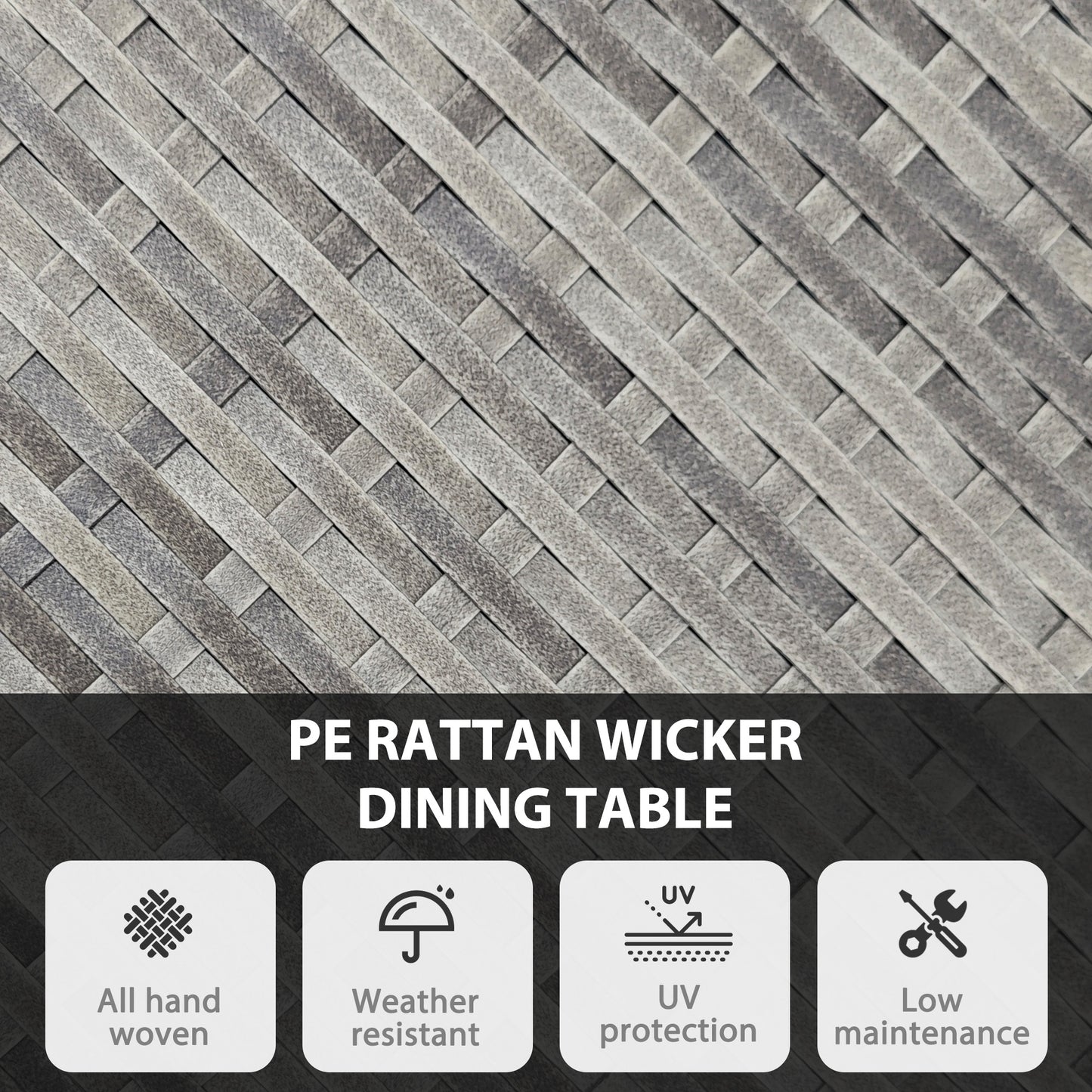 Outsunny 70 cm Wood-Effect Rattan Garden Table - Natural Wood Finish