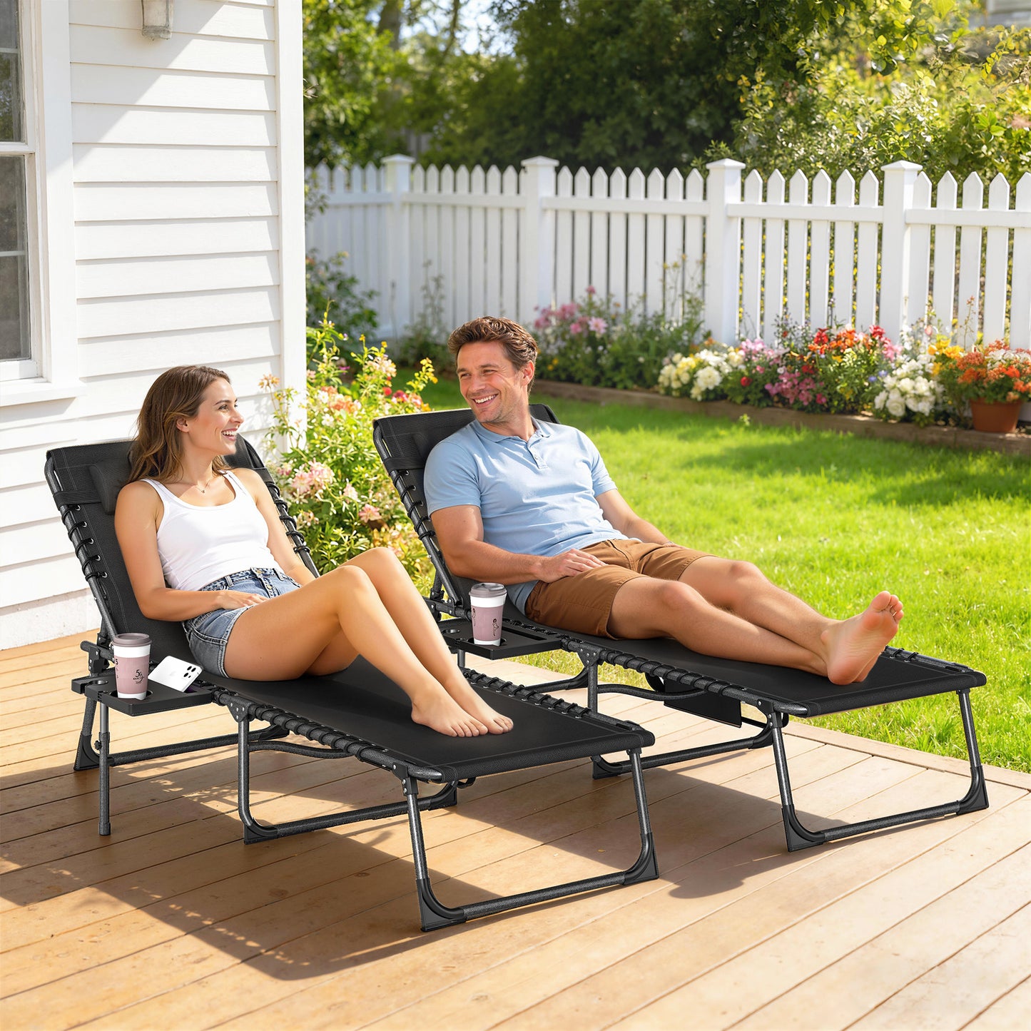 Marbella Five-Position Reclining Sun Loungers Set of 2 - Black