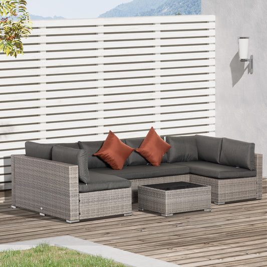 Mediterraneo Four-Piece Half-Square Rattan Sofa Set - Mixed Grey
