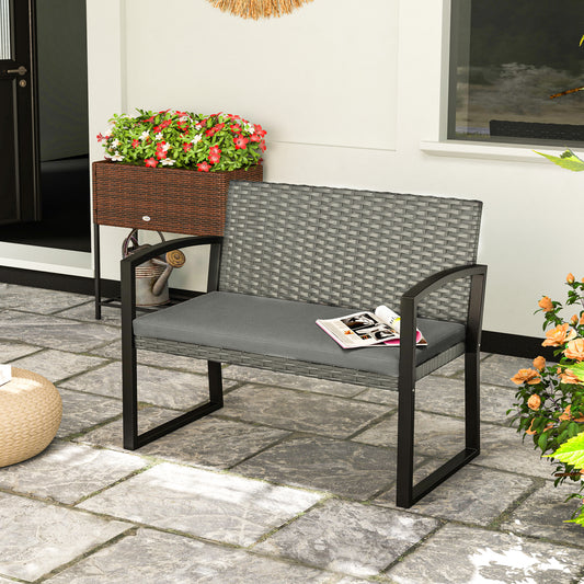 Ibiza Two-Seater Rattan Garden Bench - Light Grey