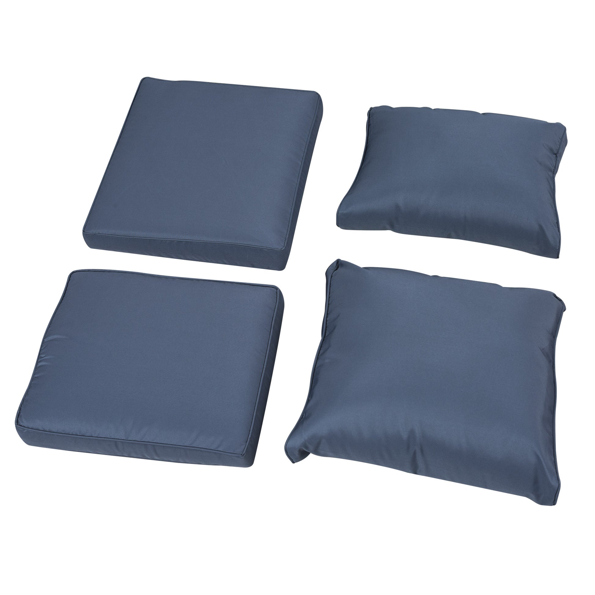 Outsunny Six-piece Outdoor Rattan Dining Set, Outdoor Sofa Set with Reclining Armchairs and Mental Frame, Blue