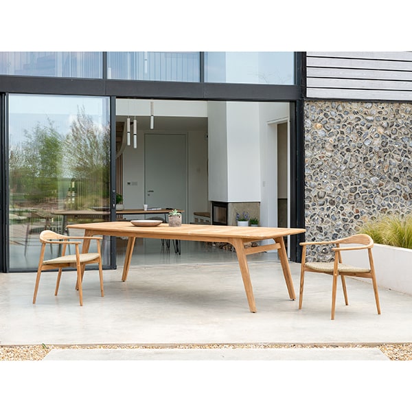 Alexander Rose Dana Teak Large Table with Rope Seat Front View