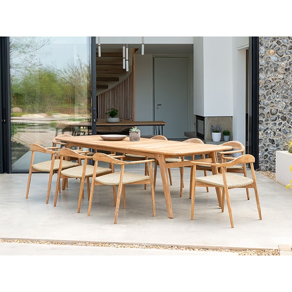Alexander Rose Dana Teak Large Table with Rope Seat Lifestyle 7