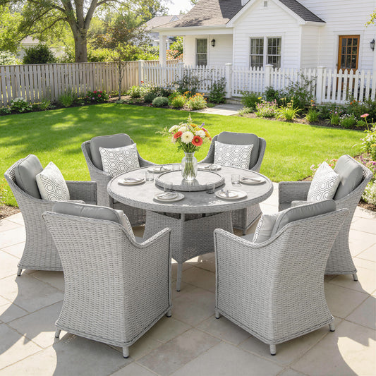 Capri Rattan Garden Dining Set with Turntable