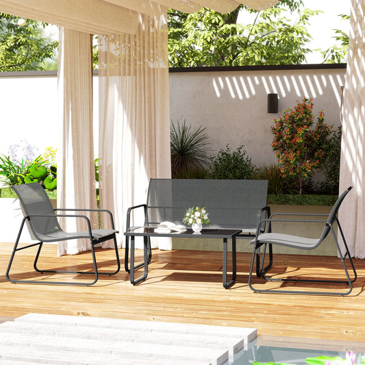 Verona Four-Piece Minimalistic Garden Sofa Set - Light Grey