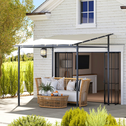 Mediterraneo 2.4 x 2.4 m Wall Mounted Pergola Gazebo with PA Coating Fabric and Metal Frame, UPF30+
