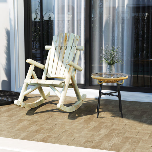 Tivoli 2 Piece Adirondack Chair Cedar Wood Ergonomic Rocking Chair Porch Rocker Garden Traditional - Burlywood