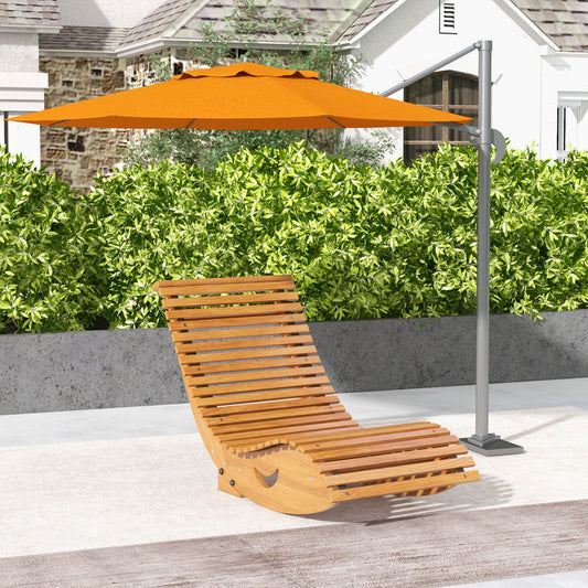 Riviera Outdoor Rocking Chair w/ Slatted Seat, Wooden Rocking Chair, 130cm x 60cm x 60cm, Light Brown