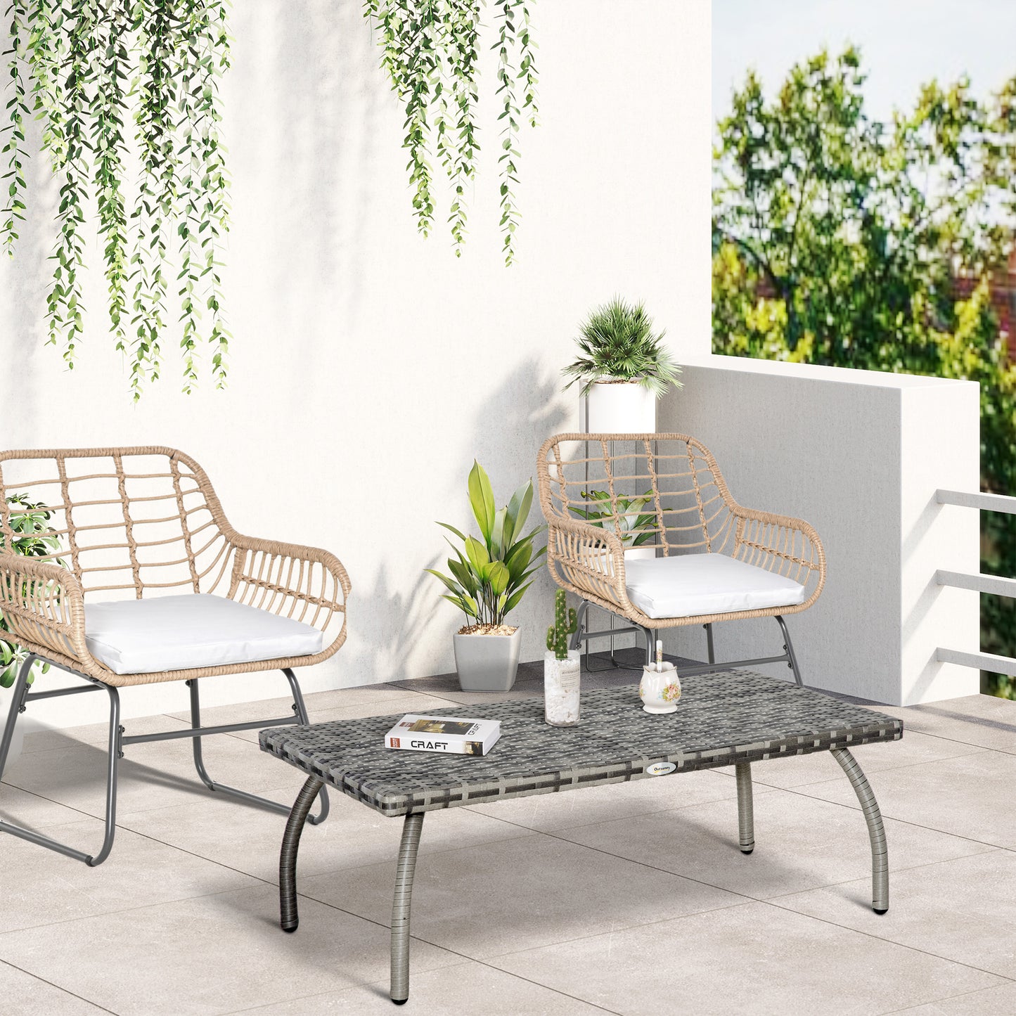 Riviera PE Wicker Rattan Garden Coffee Table - Mixed Grey