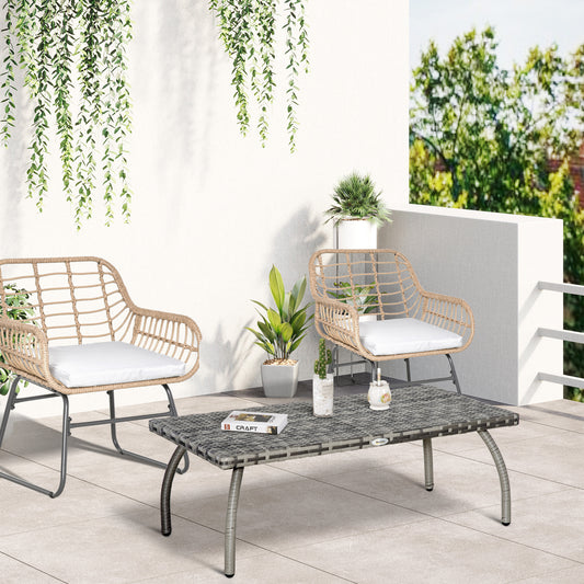 Riviera PE Wicker Rattan Garden Coffee Table - Mixed Grey