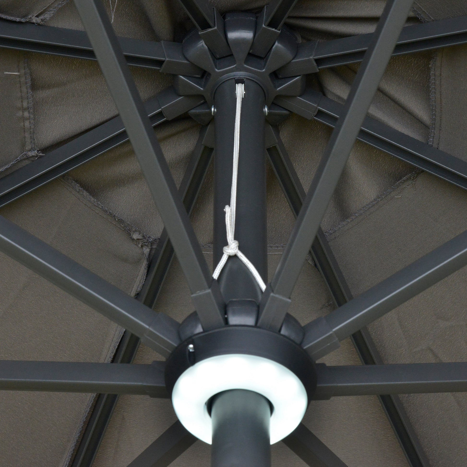 Outsunny 2.7m Garden Parasol Sun Umbrella w/ LED Solar Light Angled Canopy Grey