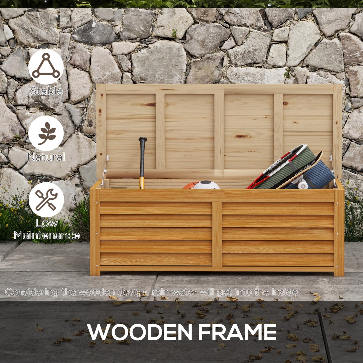 Outsunny - 292L Wooden Garden Storage Box, Brown