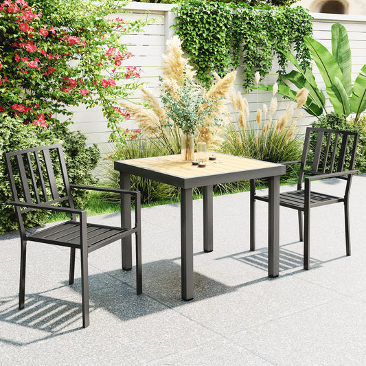 Riviera Set of Two Minimal Metal Garden Chairs - Black