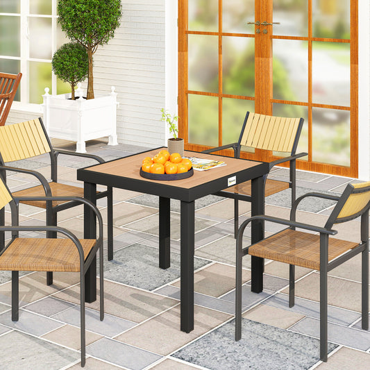 Monaco 78 cm Garden Dining Table for 4 People, Square Outdoor Coffee End Side Table with Aluminium Legs