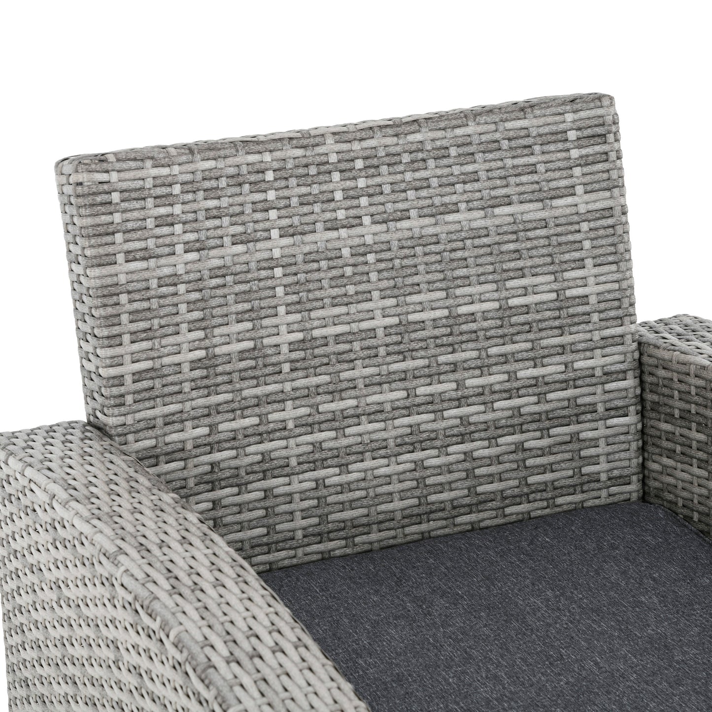 Outsunny 6-Piece Wicker Rattan Garden Set, Aluminium Patio Wicker Dining Sets with Glass Top Table & Soft Cushion, Light Grey