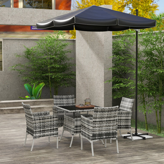 Verona Five-Pieces Rattan Dining Set - Mixed Grey