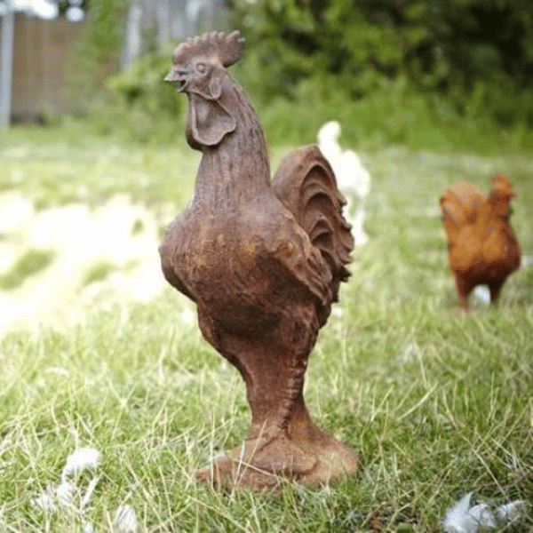 Cast Iron Cockerel Statue