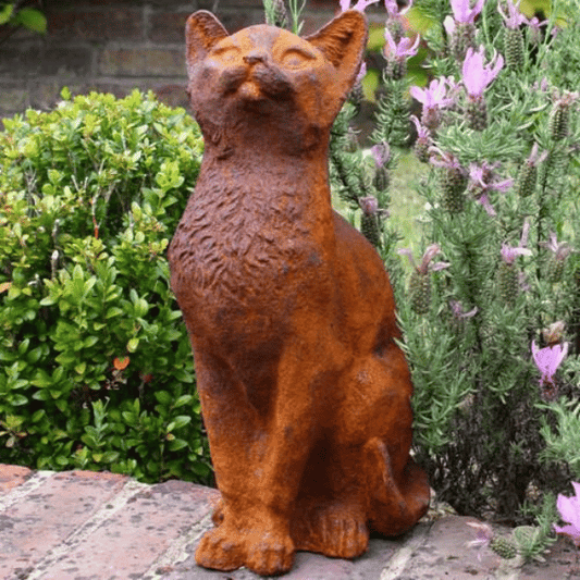Cast Iron Curious Cat 37cm High Garden Statue
