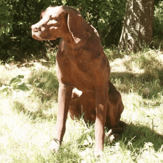 Cast Iron Sitting Rhodesian Ridgeback Statue Background