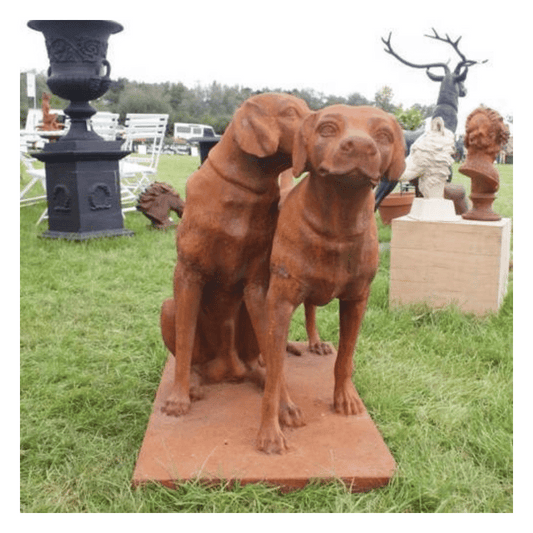 Snuggling Dogs Cast Iron Outdoor Sculpture