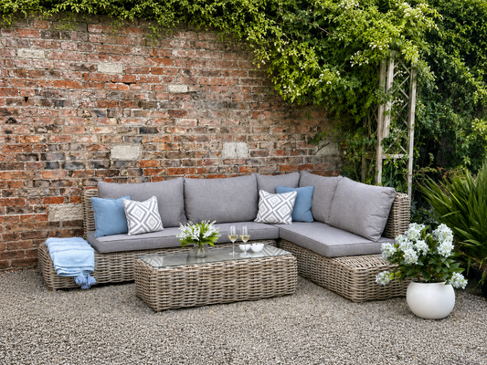 Amalfi Collection Outdoor Large Corner Sofa Set | HDPE Wicker Garden Lounge