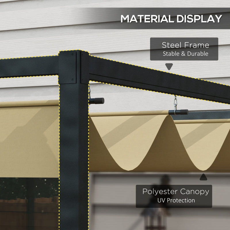 3m x 2m Retractable Roof Pergola – Khaki Outdoor Garden Canopy