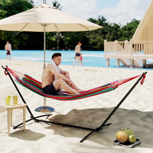 298 x 117cm Hammock with Stand Camping Hammock with Portable Carrying Bag, Adjustable Height, 120kg Load Capacity, Multicolour