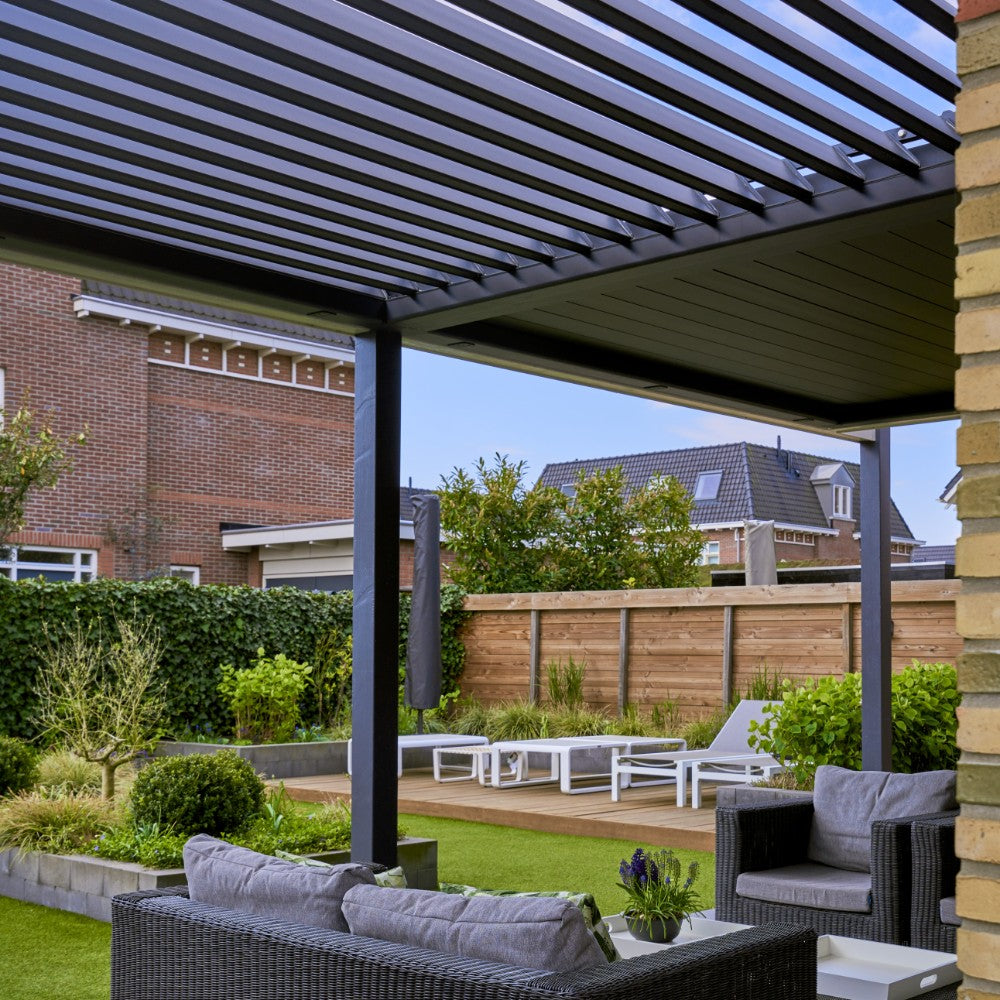 Deponti Pinela Aluminium Pergola Veranda - Open and Close Roof Panels