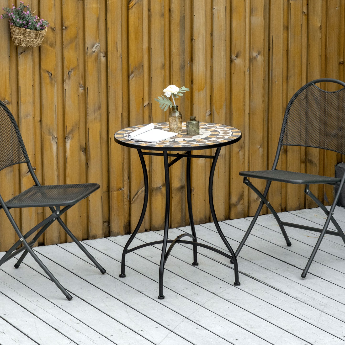 Tivoli Φ60cm Mosaic Garden Table - Grey