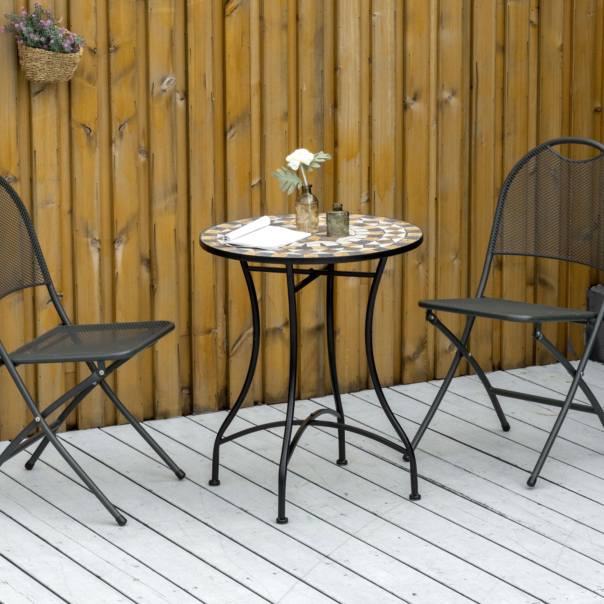 Tivoli Φ60cm Mosaic Garden Table - Grey