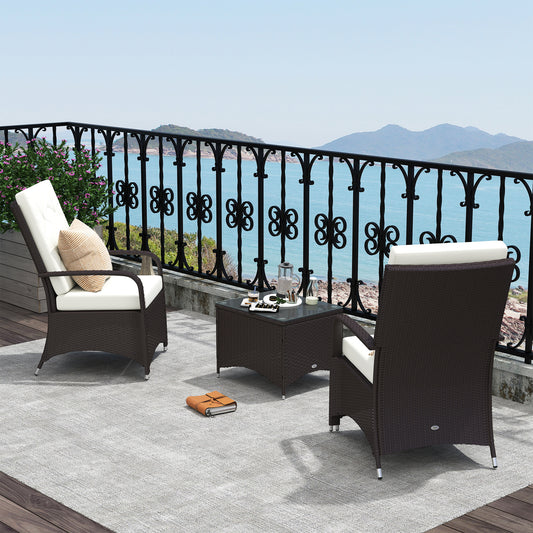 Amalfi 3 Piece Rattan Bistro Set with Furniture Cover, Wicker Garden Furniture Set