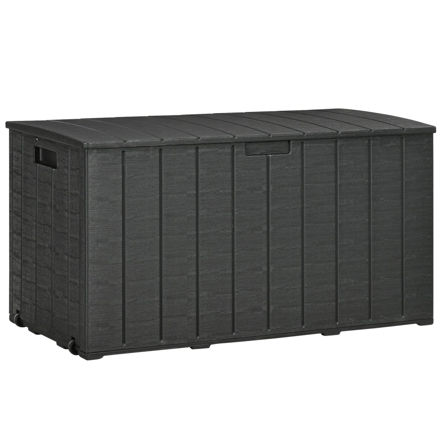 Outsunny - 336L Plastic Garden Storage Box, with Wheels, Black