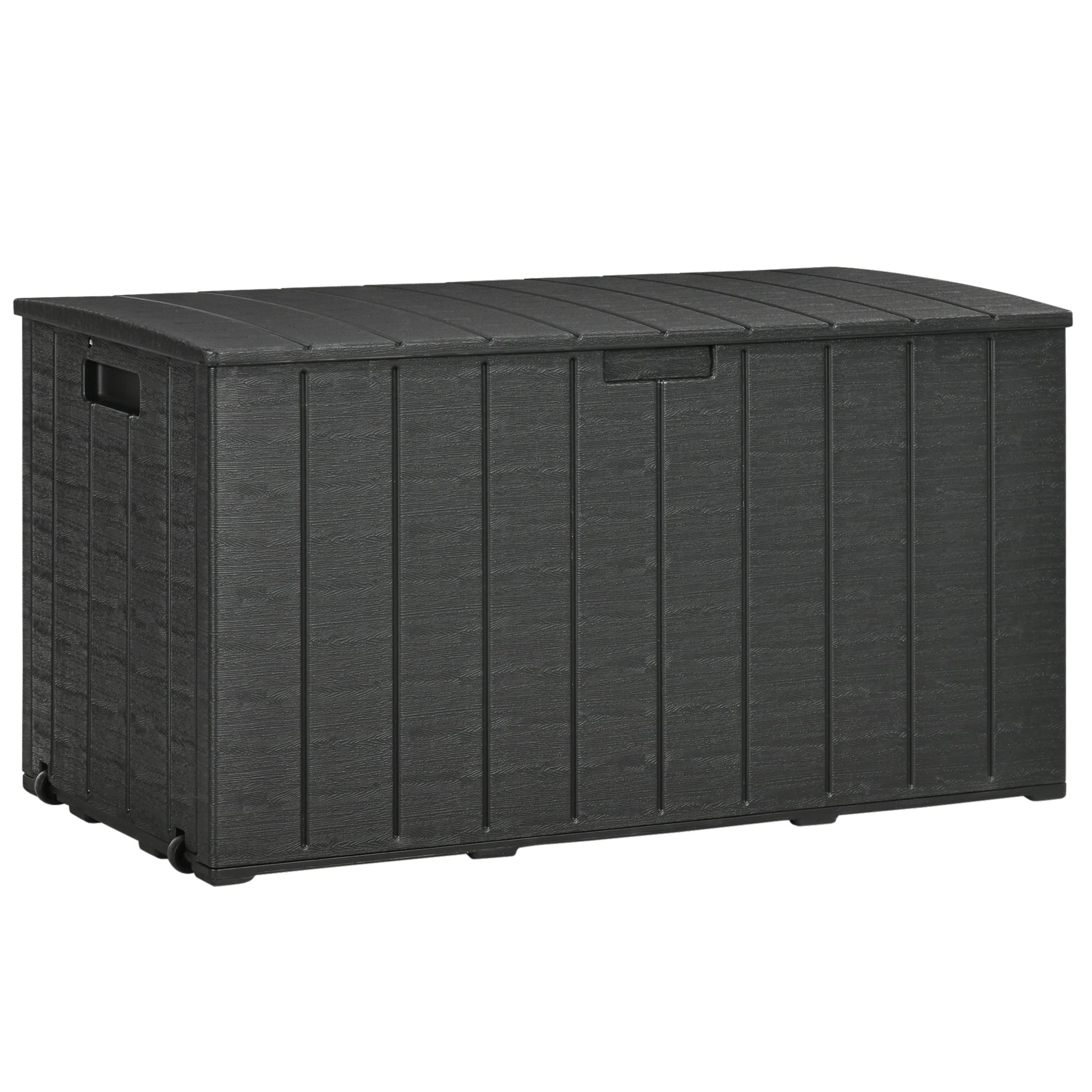 Outsunny - 336L Plastic Garden Storage Box, with Wheels, Black