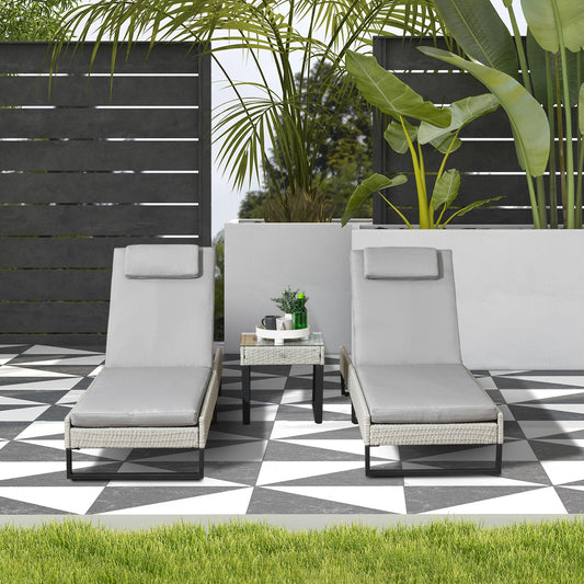 Sorrento 3-piece PE Rattan Sun Lounger Set with Adjustable 5-Position Recliner