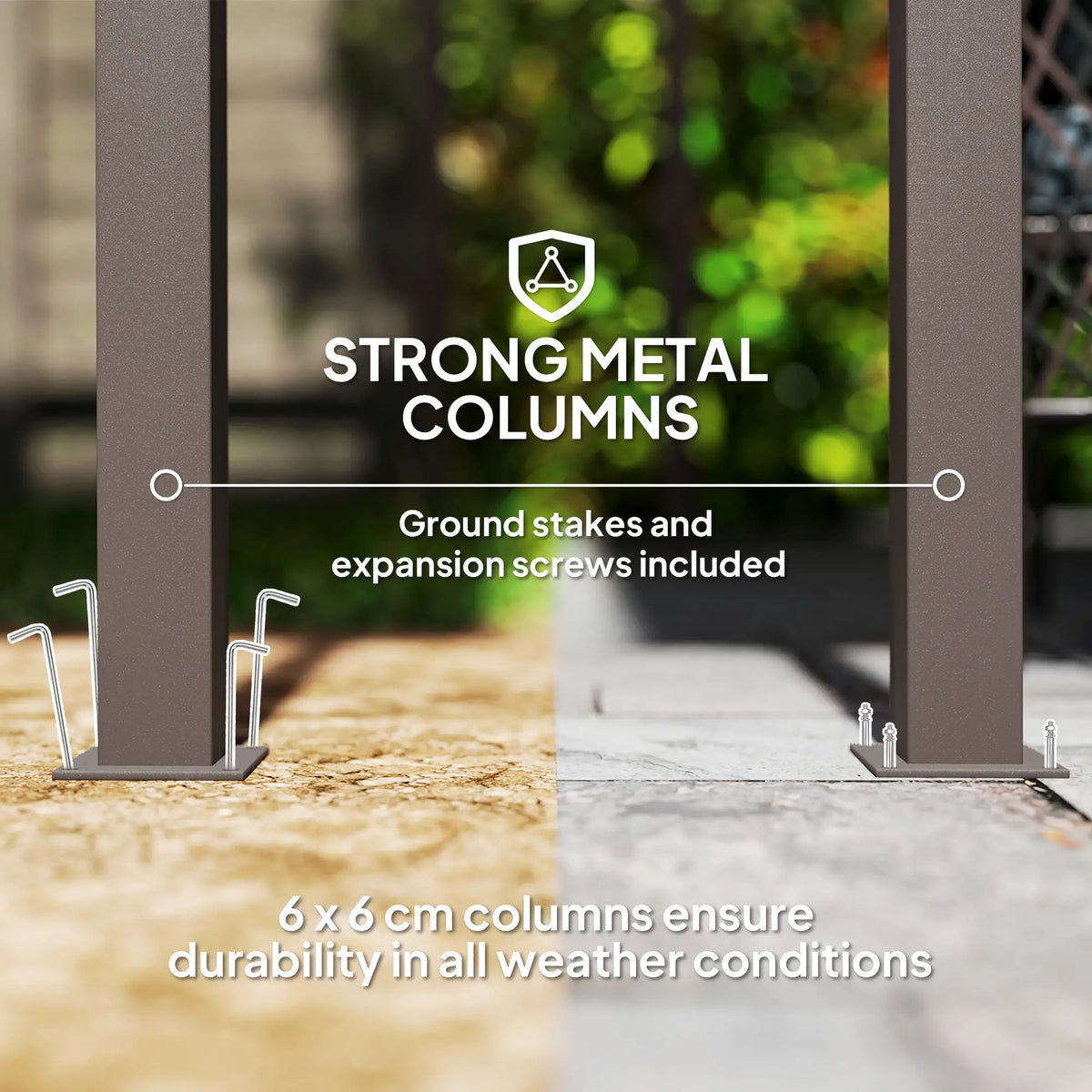 3m x 3m Lean – To Metal Pergola – Brown Wall Mounted Outdoor Patio Shade Shelter