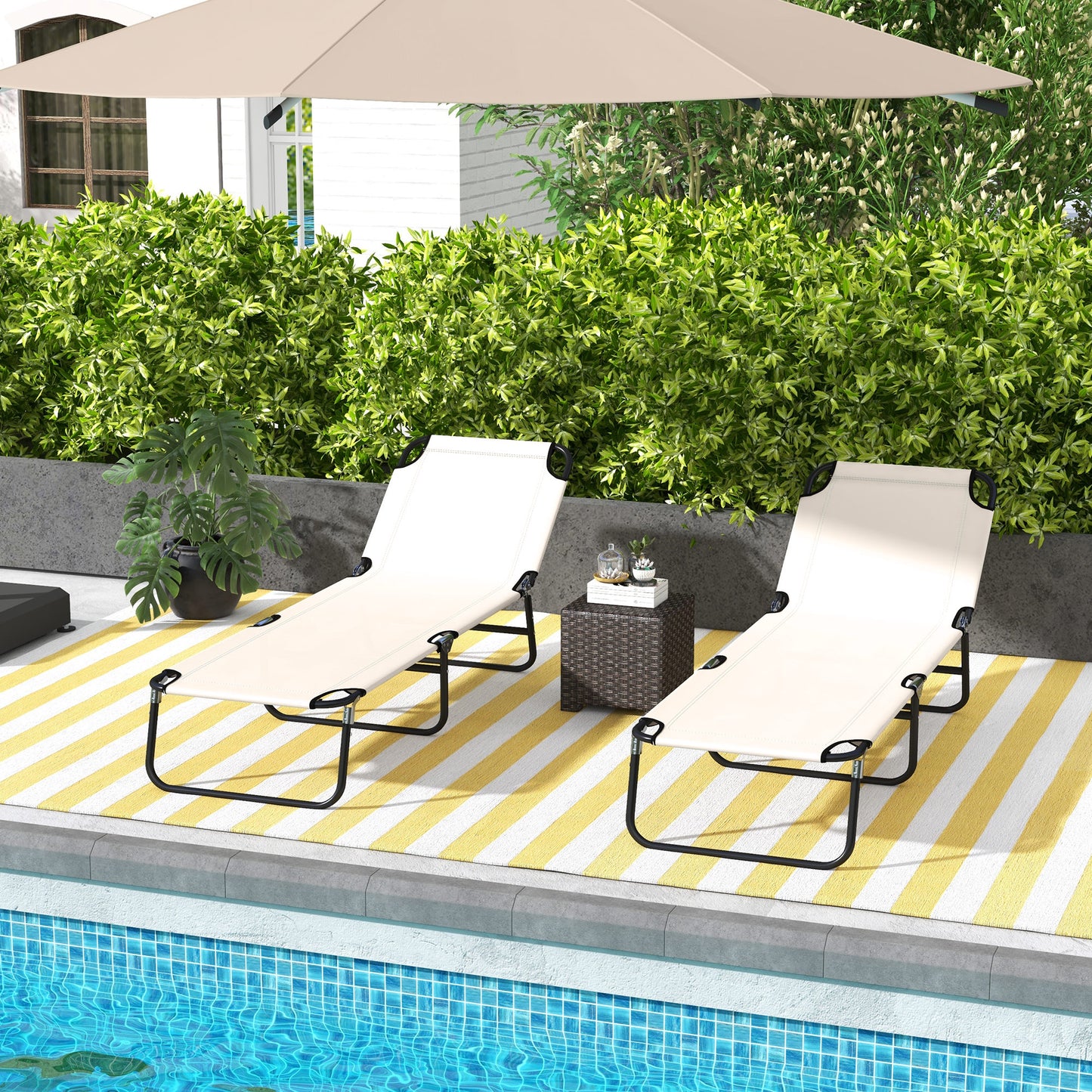 Riviera Garden Sun Lounger, with Five-Position Back - Cream White