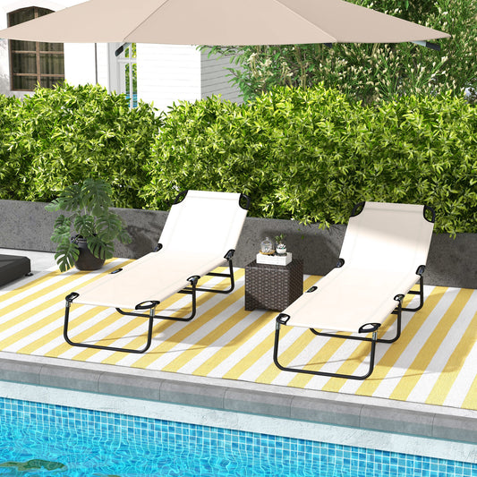 Riviera Garden Sun Lounger, with Five-Position Back - Cream White